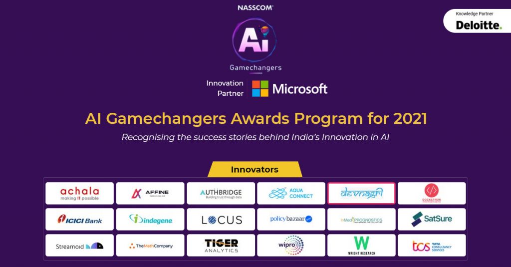Devnagri, recognized as the ‘Innovators’ in NASSCOM Insights AI Gamechangers Awards program 2021